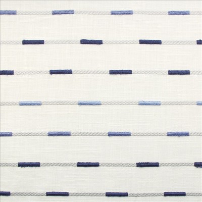 Kasmir Chill Out Cadet in 1470 White Cotton
20%  Blend Fire Rated Fabric Crewel and Embroidered  Heavy Duty CA 117  NFPA 260  Striped   Fabric